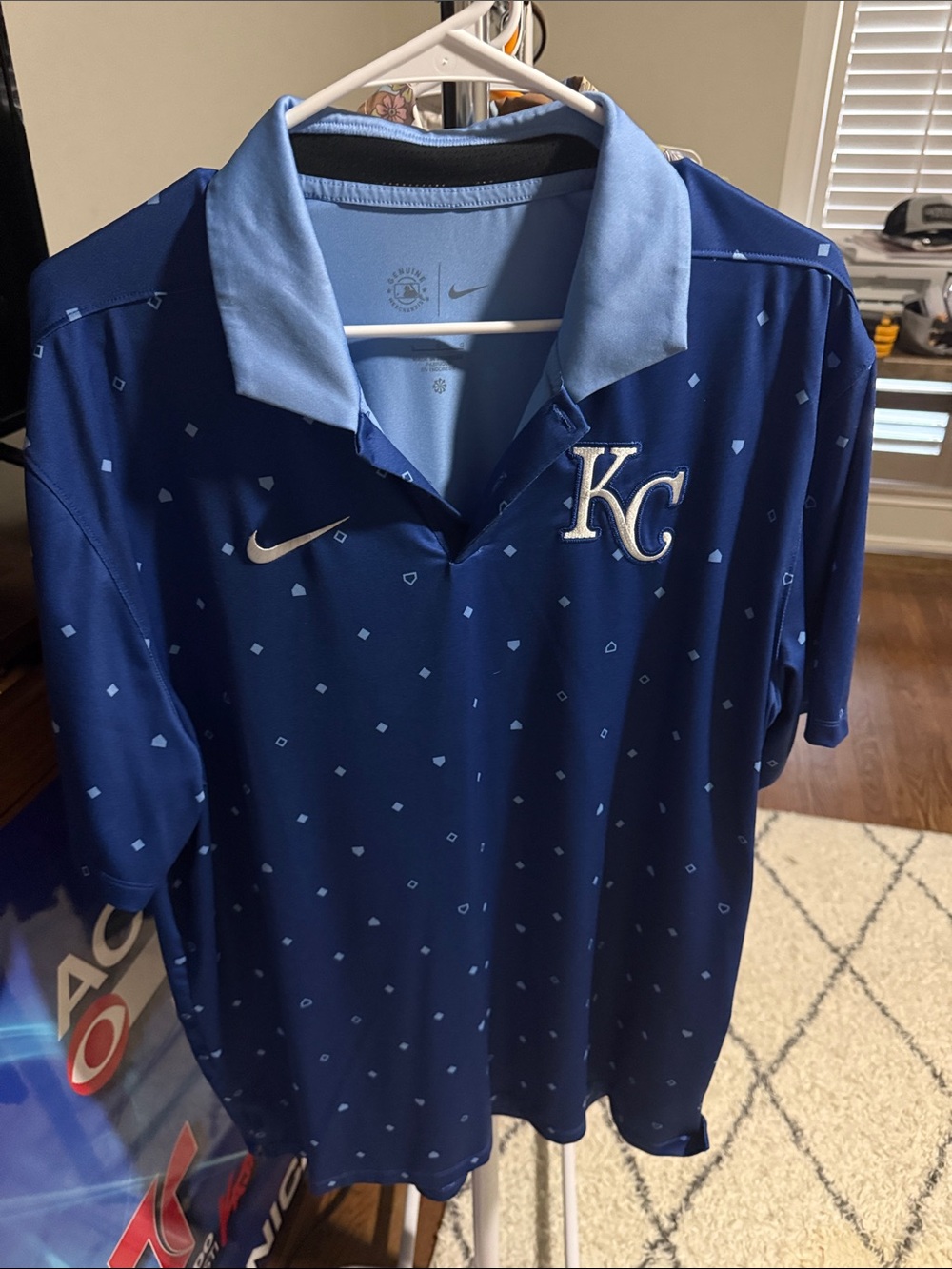 Nike Kansas City Royals KC Embroidered Polo - Navy & Light Blue